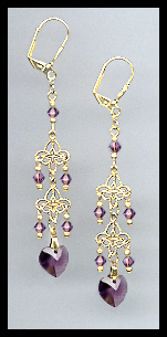 Amethyst Purple Crystal Earrings