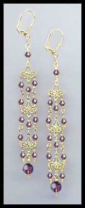 4" Amethyst Purple Crystal Chandelier Earrings Earrings