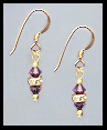 Mini Gold Amethyst Purple Crystal Rondelle Earrings