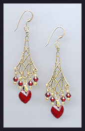 Ruby Red Heart Earrings