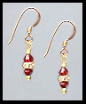 Mini Gold Ruby Red Crystal Rondelle Earrings