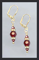Gold Ruby Red Swarovski Rondelle Earrings