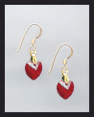 Tiny Gold Ruby Red Crystal Heart Earrings