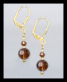 Tiny Gold Coffee Brown Crystal Earrings