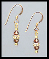 Mini Gold Coffee Brown Crystal Rondelle Earrings