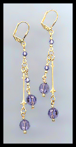 Gold Tanzanite Purple Crystal Drop Earrings
