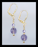 Tiny Gold Tanzanite Purple Crystal Earrings