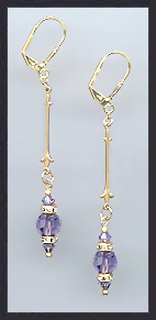 Gold Tanzanite Purple Crystal Rondelle Earrings