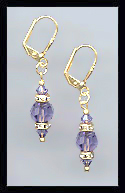Gold Tanzanite Purple Swarovski Rondelle Earrings