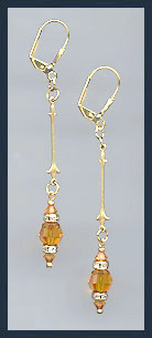Gold Amber Topaz Crystal Rondelle Earrings