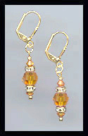 Gold Amber Topaz Swarovski Rondelle Earrings