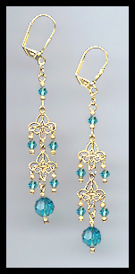 Teal Blue Crystal Earrings