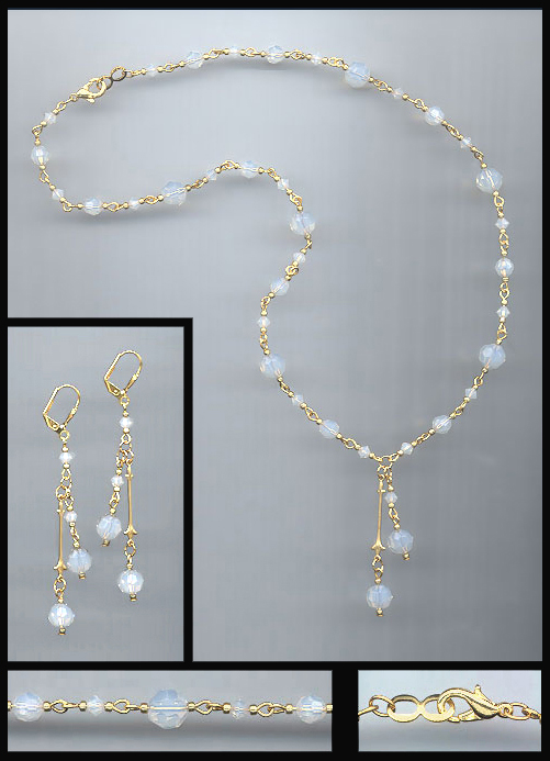 Swarovski White Opal Crystal Drop Necklace Set