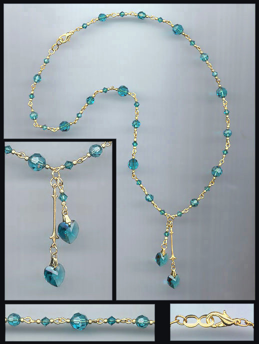 Teal Blue Double Heart Necklace
