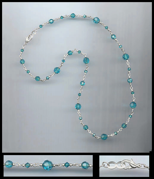 Simple Teal Blue Crystal Necklace