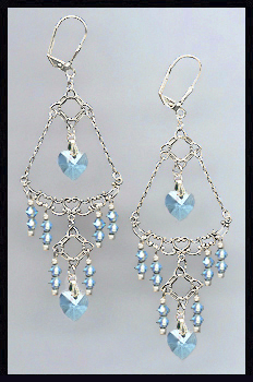 Swarovski Aquamarine Crystal Heart Earrings