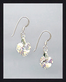 Mini Aurora Borealis Crystal Heart Earrings