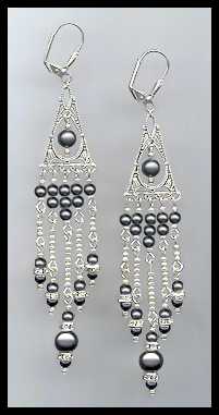 Crystal Black Pearl Chandelier Earrings