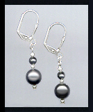 Tiny Silver Black Faux Pearl Earrings
