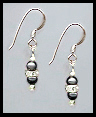 Mini Silver Black Faux Pearl Rondelle Earrings