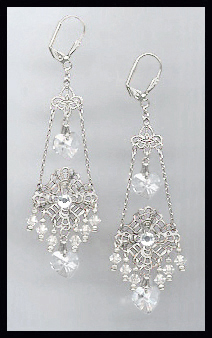 Swarovski Clear Crystal Heart Chandelier Earrings