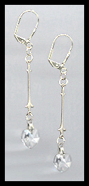 Silver Aquamarine Swarovski Crystal Heart Earrings