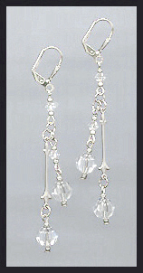 Silver Aquamarine Crystal Drop Earrings