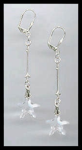 Long Clear Crystal Starfish Earrings