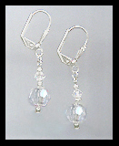 Tiny Silver Aquamarine Crystal Earrings