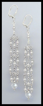 4" Clear Crystal Chandelier Earrings Earrings