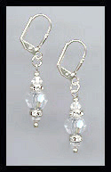 Silver Aquamarine Swarovski Rondelle Earrings