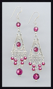 Fuchsia Pink Deco Style Earrings