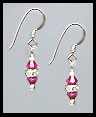 Mini Silver Fuchsia Pink Crystal Rondelle Earrings