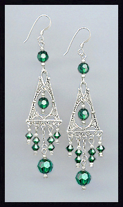 Deco Style Emerald Green Earrings