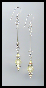 Silver Jonquil Yellow Crystal Rondelle Earrings