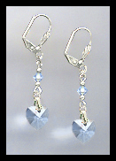 Light Blue Crystal Heart Earrings