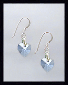Tiny Light Blue Crystal Heart Earrings