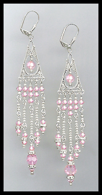 Light Pink Crystal Chandelier Earrings