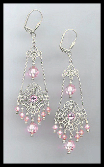 Swarovski Light Pink Chandelier Earrings