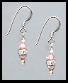 Mini Silver Light Pink Crystal Rondelle Earrings