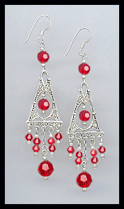 Cherry Red Deco Style Earrings