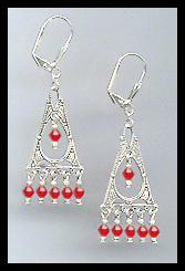 Cherry Red Filigree Earrings