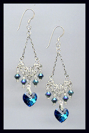 Swarovski Midnight Blue Crystal Heart Earrings