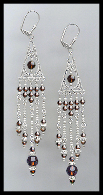 Mocca Brown Crystal Chandelier Earrings
