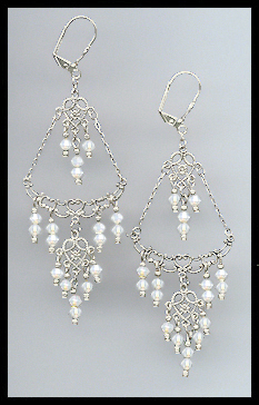 Opal White Chandelier Earrings