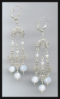 Opal White Chandelier Earrings