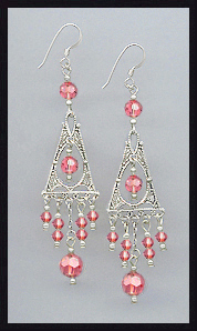 Coral Sunset Deco Style Earrings