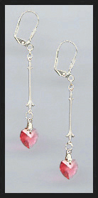 Simple Coral Sunset Crystal Heart Earrings