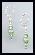 Short Swarovski Peridot Green Crystal Earrings