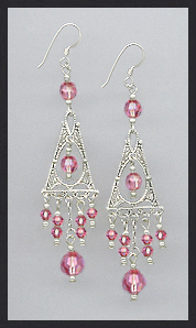 Rose Pink Deco Style Earrings